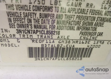 2012 Nissan Versa S/Sv/Sl from USA, damaged, VIN 3N1CN7AP1CL858218